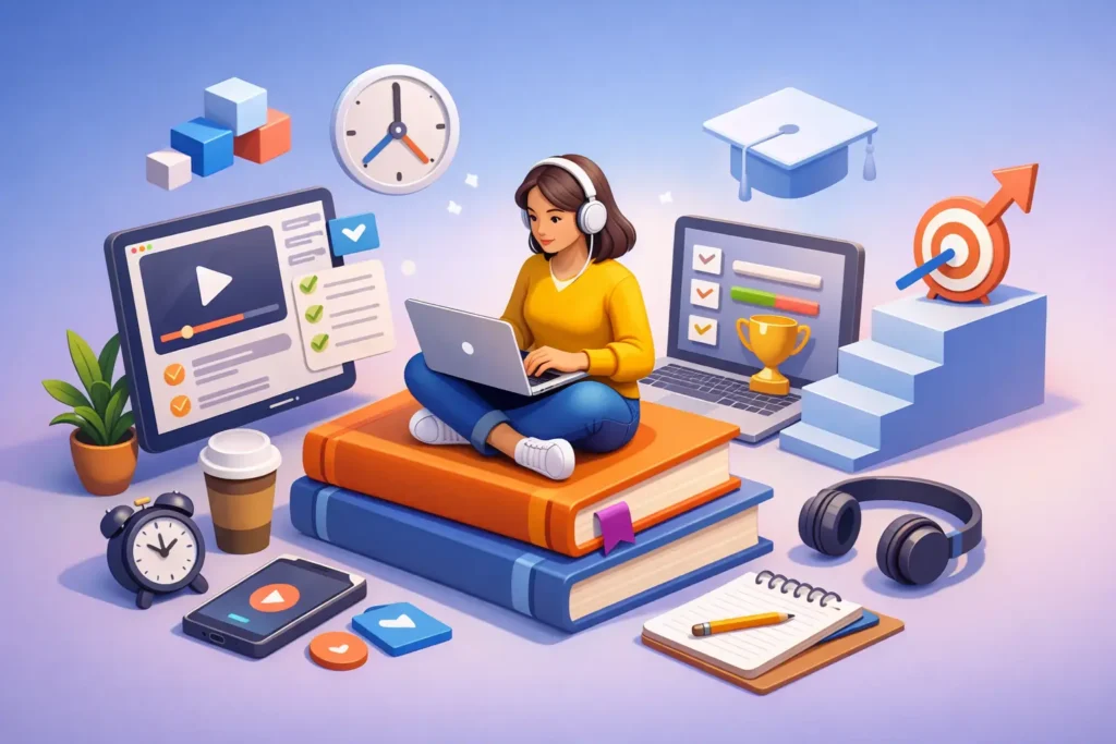 Benefits of Self-Paced Learning for Busy Adults